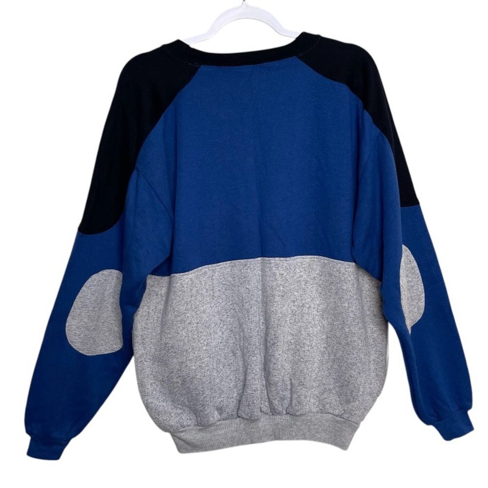 Vintage Dunlop Sport Style Elbow Patch Sweatshirt Men L Color Block Fleece Lined